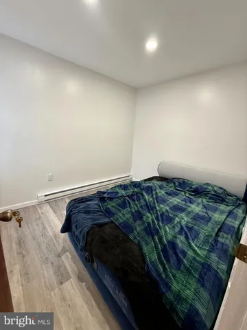 a bedroom with a bed
