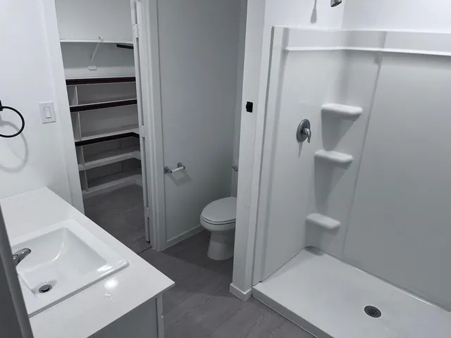 a bathroom with a bathtub