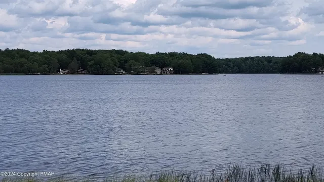 a view of lake with green space
