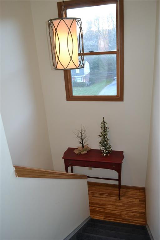 9252 Highland Road Pittsburgh, PA 15237 - Photo 9 of 17 Stairway to the upstairs with bamboo flooring, new carpeting on stairs and gorgeous picture window.
