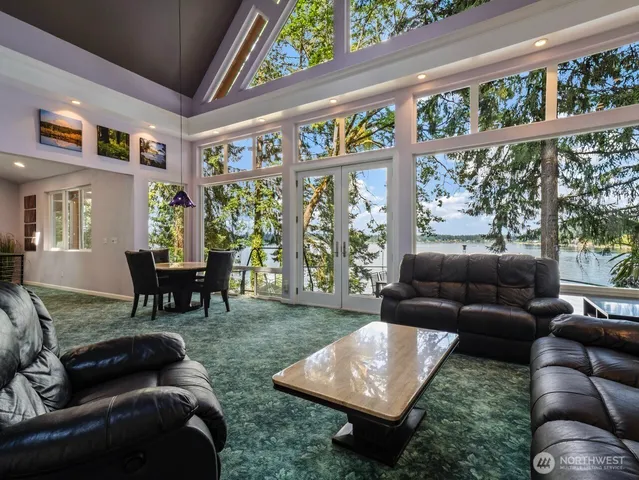 a view of a patio with furniture