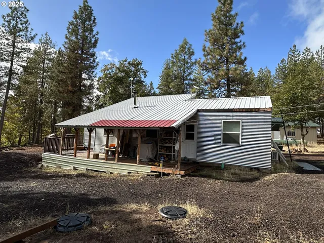 a front view of a house with patio