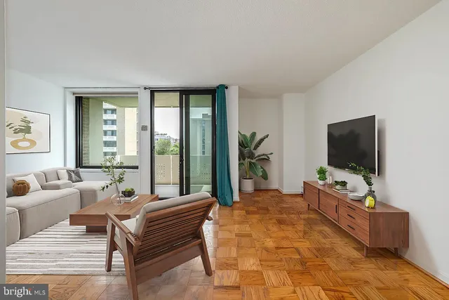 a bedroom with a large bed and a potted plant