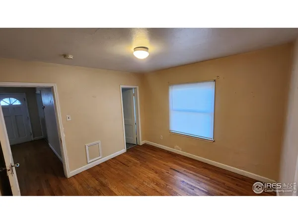 a open hall with a bed