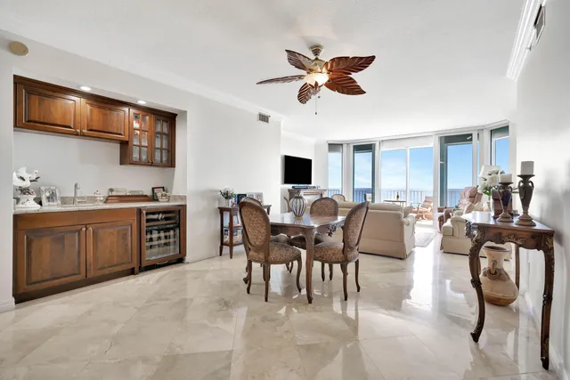 a living room with a table and a couch