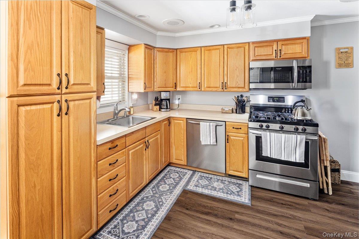 170 Birch Hill Road Locust Valley, NY 11560 - Photo 12 of 38 a kitchen with stainless steel appliances a stove sink and cabinets