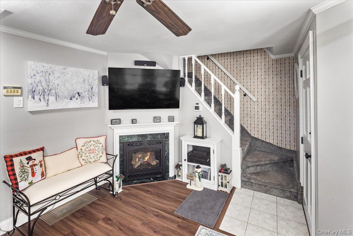 170 Birch Hill Road Locust Valley, NY 11560 - Photo 7 of 38 a living room with furniture a flat screen tv and a fireplace