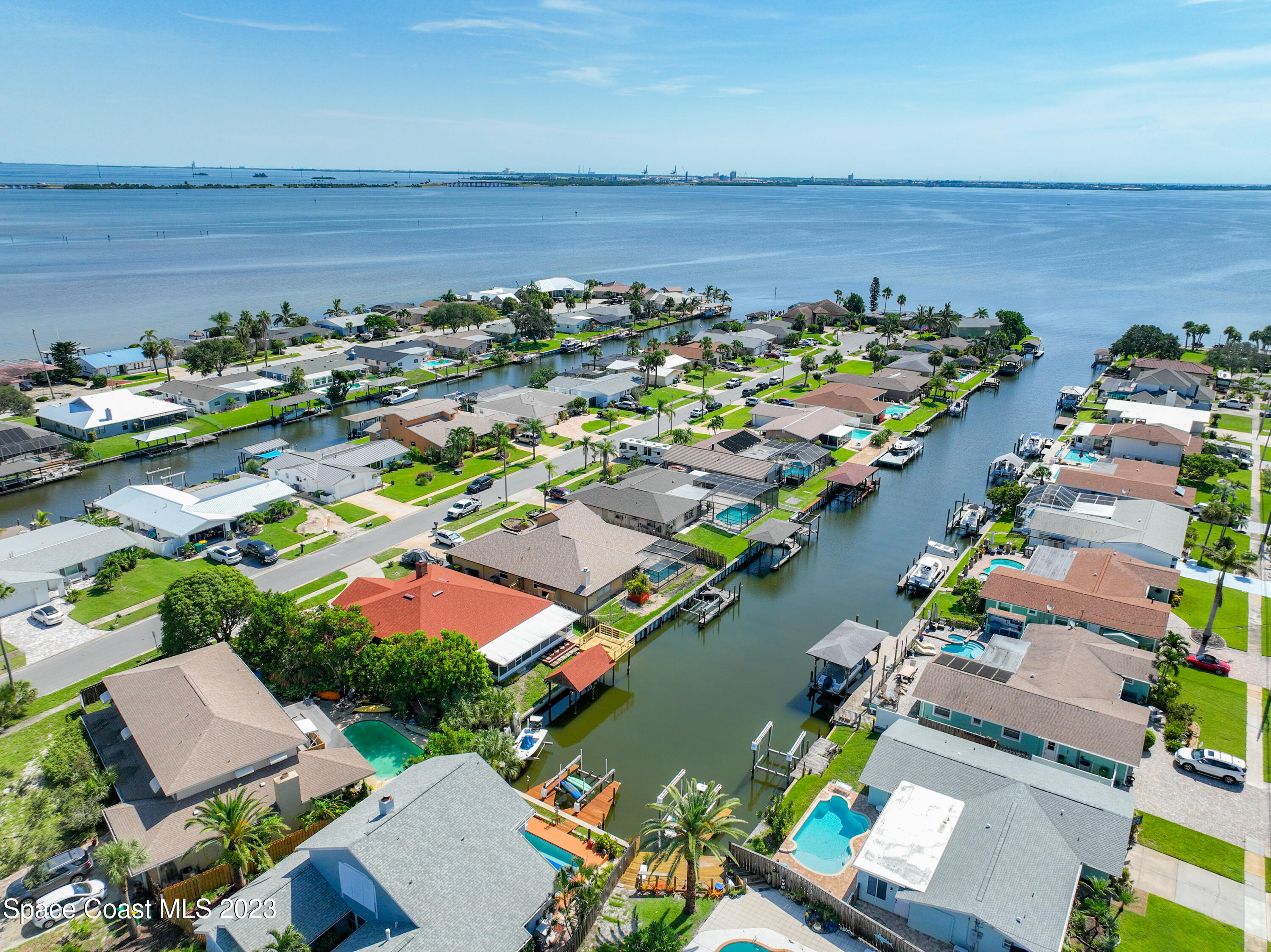 1675 East Riviera Drive Merritt Island, FL 32952 - Photo 48 of 50 an aerial view of a houses with a lake view