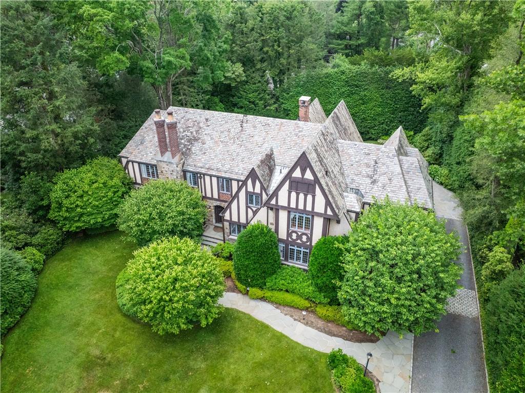 an aerial view of a house