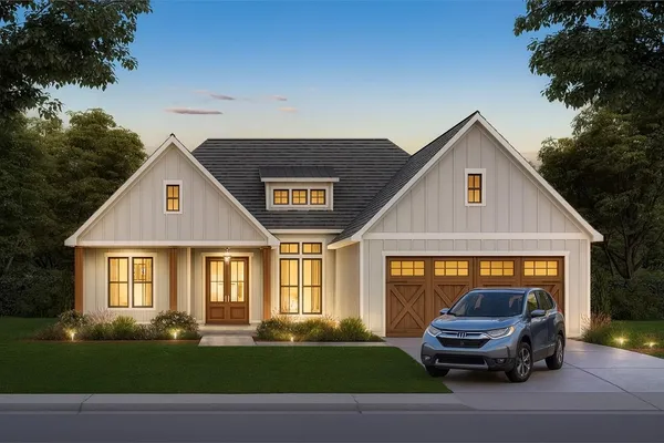 a house view with a garden space