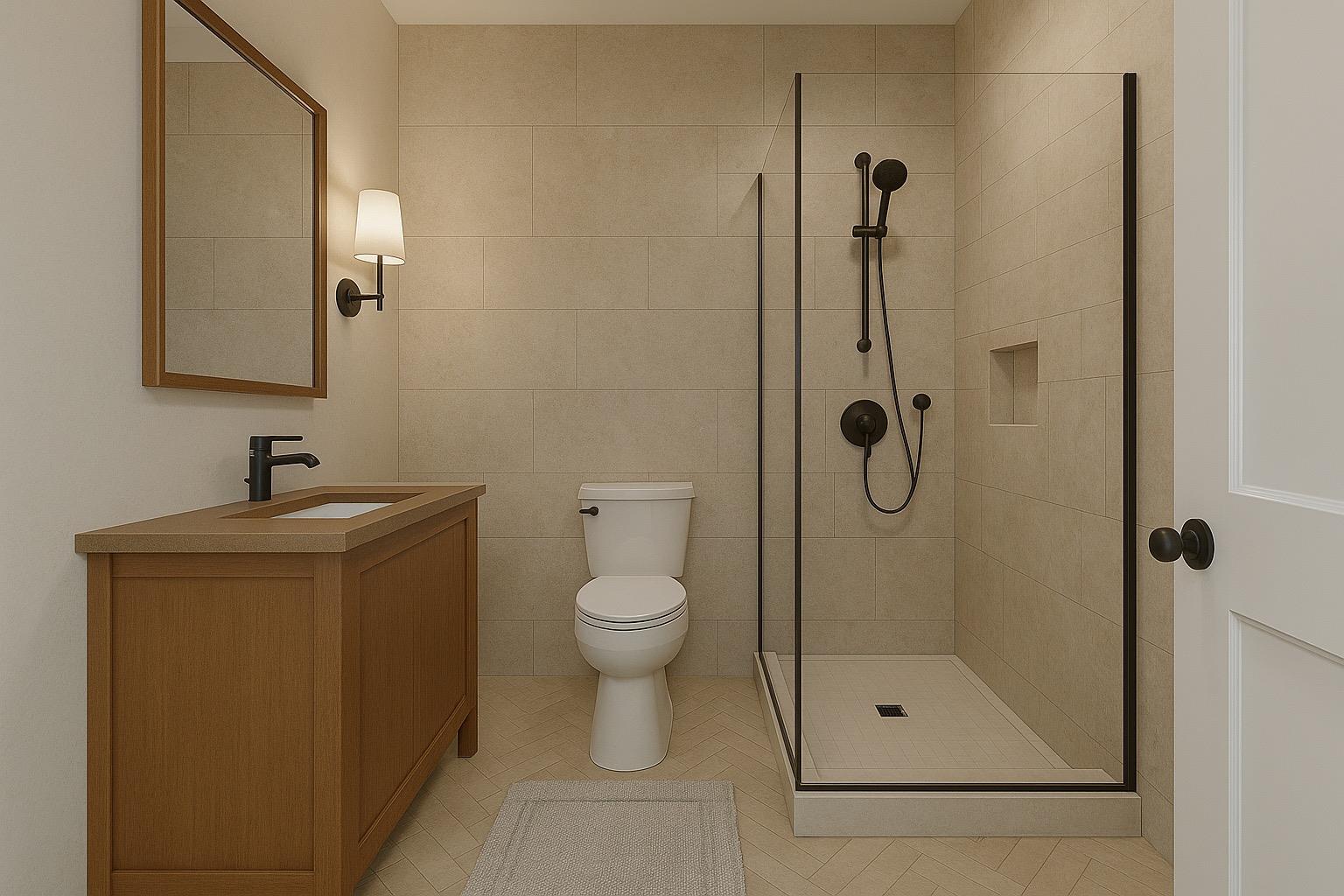 8 Newburgh Road Patterson, NY 12563 - Photo 15 of 22 a bathroom with a shower sink and mirror