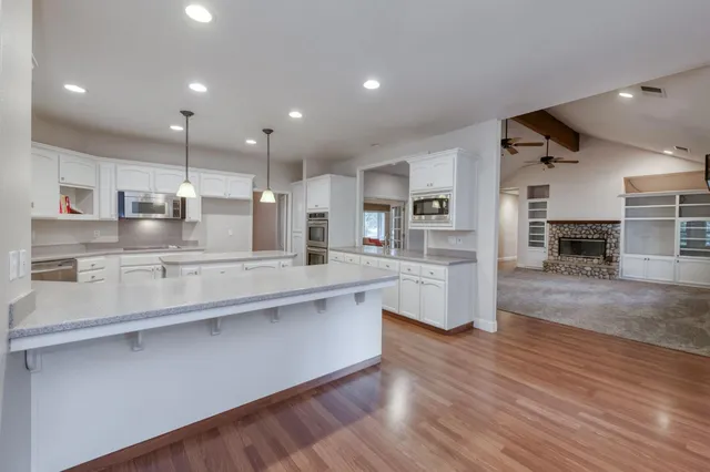 a living room with furniture