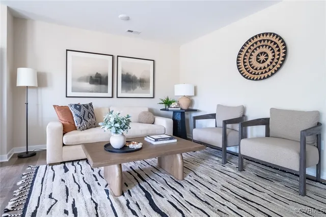 a living room with furniture