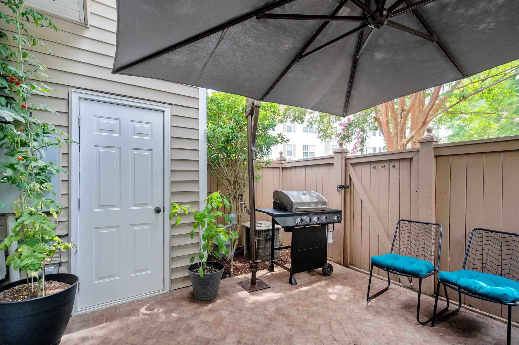 1750 Sorrell Brook Way Raleigh, NC 27609 - Photo 18 of 32 a view of patio with a table and chairs under an umbrella