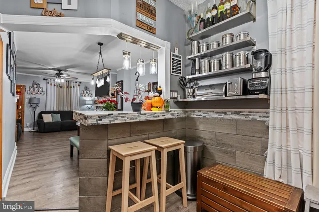 a dining room with furniture and a table