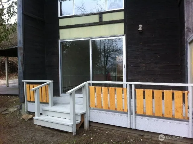 a view of wooden deck