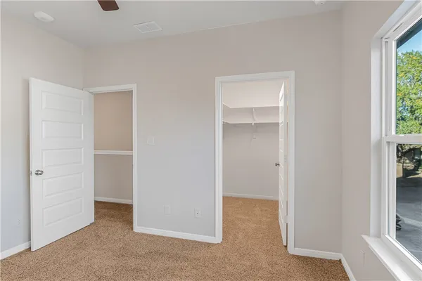 an empty room with windows