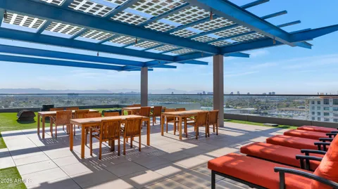 an outdoor space with garden view