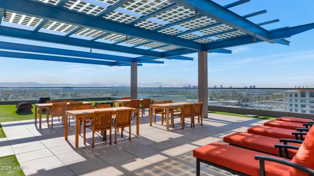 an outdoor space with garden view