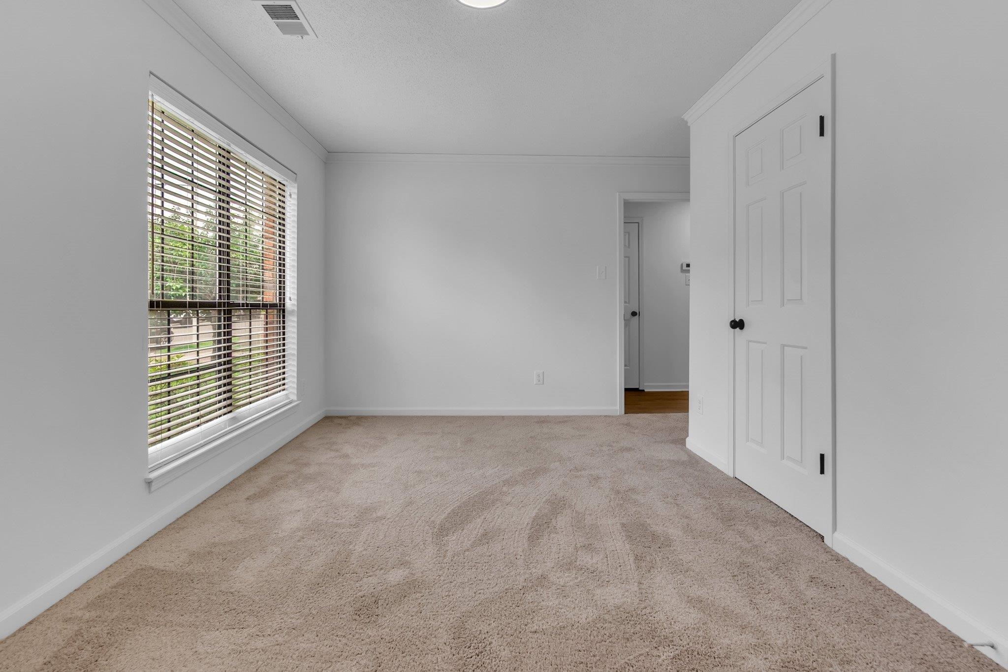 6613 Stephan Ridge Drive Bartlett, TN 38135 - Photo 14 of 24 Spacious room featuring neutral carpeting, a large window with blinds, white walls, and a paneled door