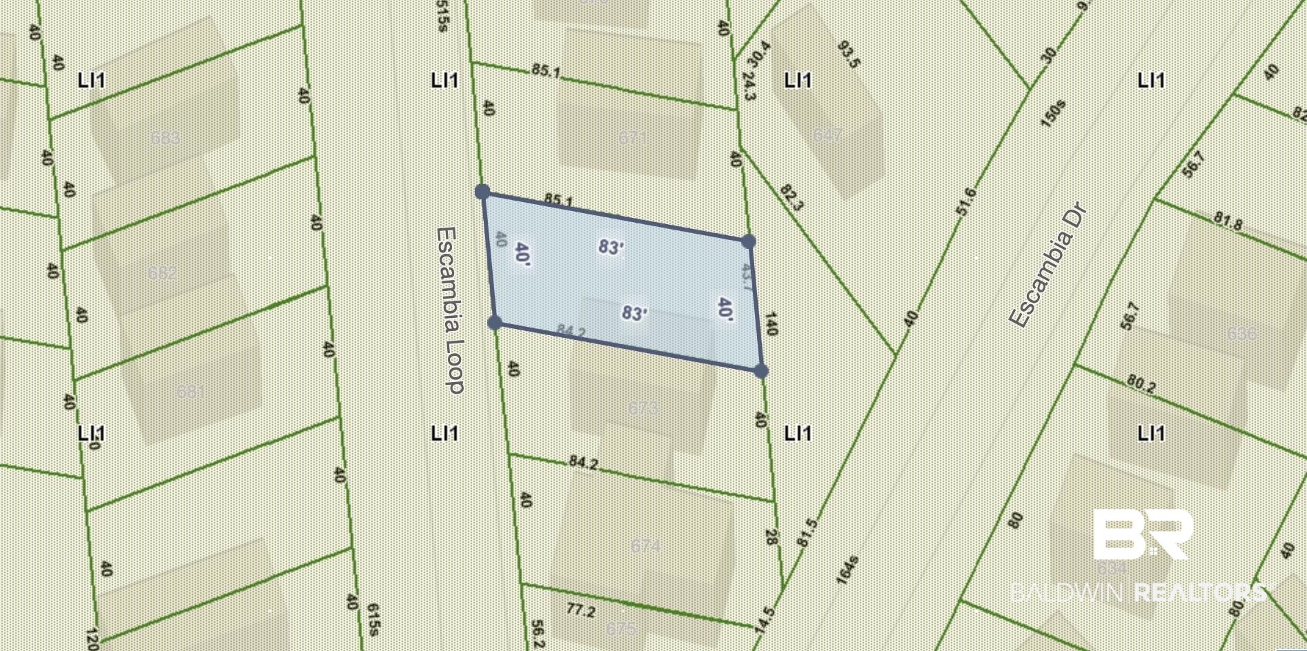 672 Escambia Loop Lillian, AL 36549 - Photo 3 of 24 Map showing property parcels