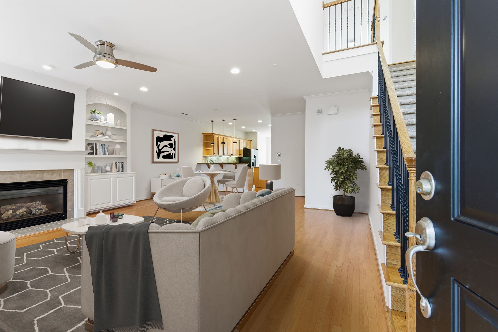 206 Pearl Street Franklin, TN 37064 - Photo 2 of 38 a living room with furniture a fireplace and a flat screen tv