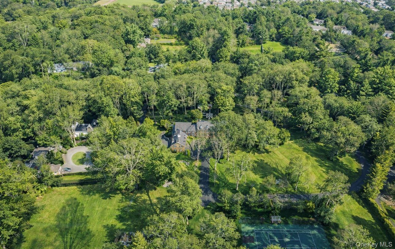 393 Mill River Road Muttontown, NY 11771 - Photo 38 of 41 an aerial view of residential house with outdoor space and trees all around