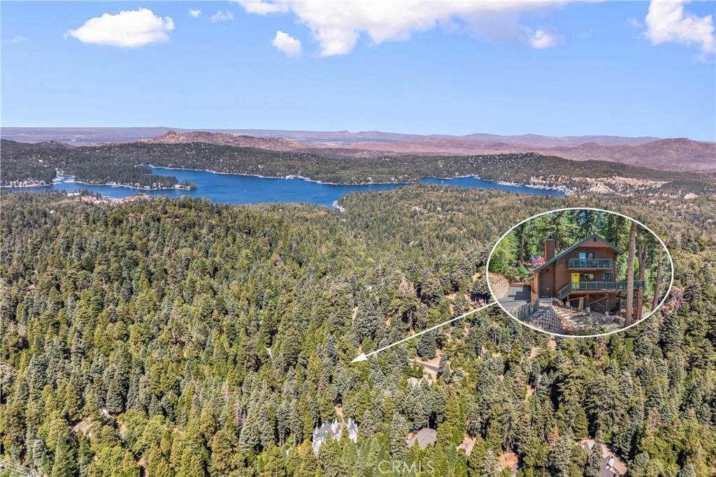 899 Blue Ridge Drive Lake Arrowhead, CA 92385 - Photo 47 of 49 an aerial view of a house with a mountain
