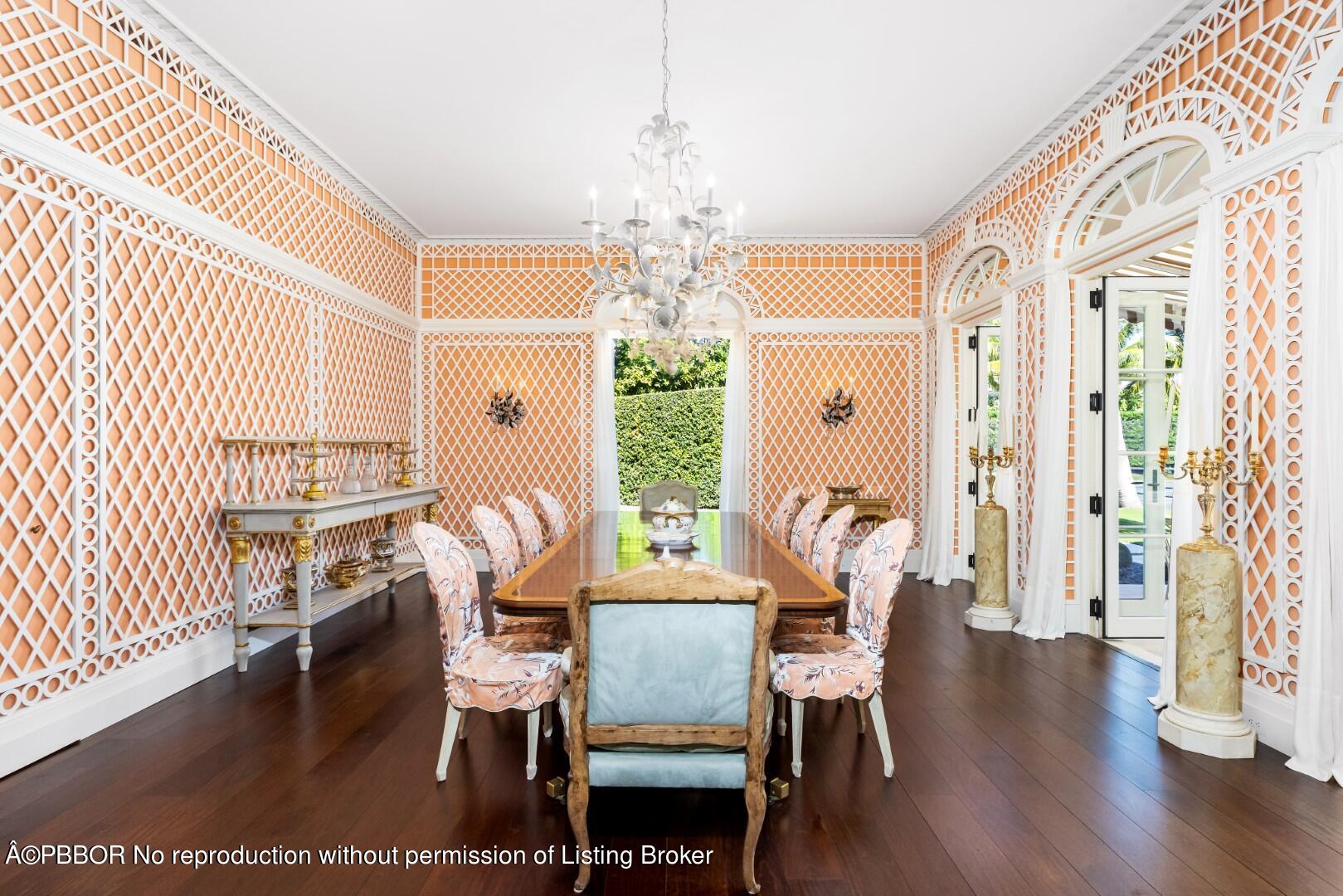 710 South County Road Palm Beach, FL 33480 - Photo 33 of 69 a view of a dining room with furniture and wooden floor