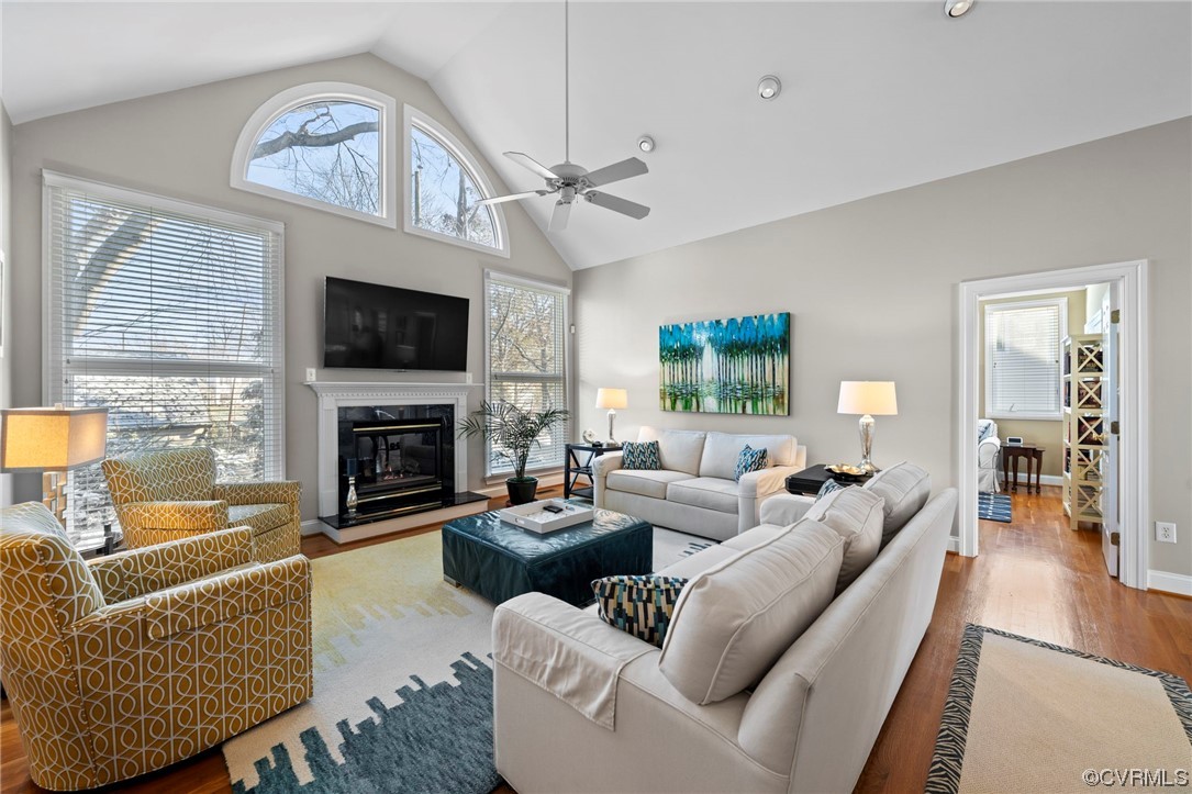 2 Tow Path Circle Richmond, VA 23221 - Photo 5 of 32 a living room with furniture a fireplace and a flat screen tv
