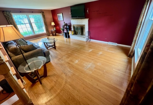 1243 Hillview Road Homewood, IL 60430 - Photo 3 of 23 a view of a livingroom with furniture wooden floor and a fireplace