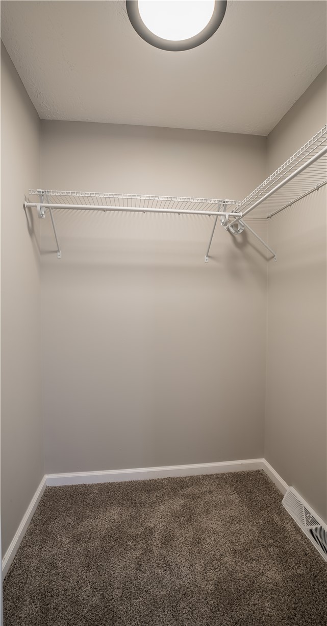 8240 Looney Road Piqua, OH 45356 - Photo 41 of 49 This organized walk-in closet offers efficient storage with wire shelving and plush carpet underfoot.