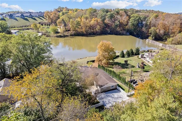 a view of a lake with a mountain in the background