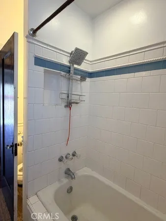 a bathroom with a bathtub