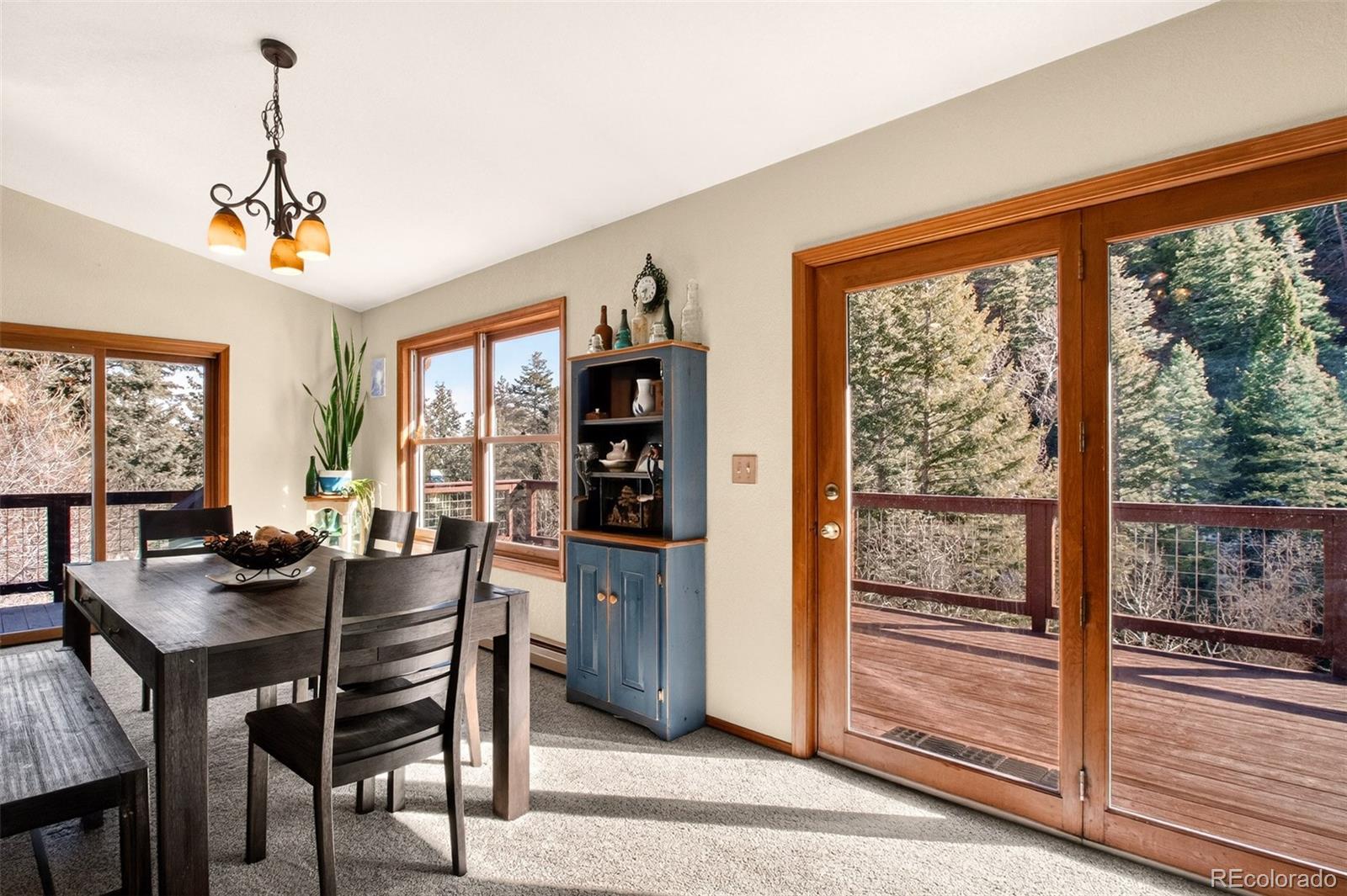1445 Sutherland Road Manitou Springs, CO 80829 - Photo 9 of 43 a view of a dining room with furniture window and outside view