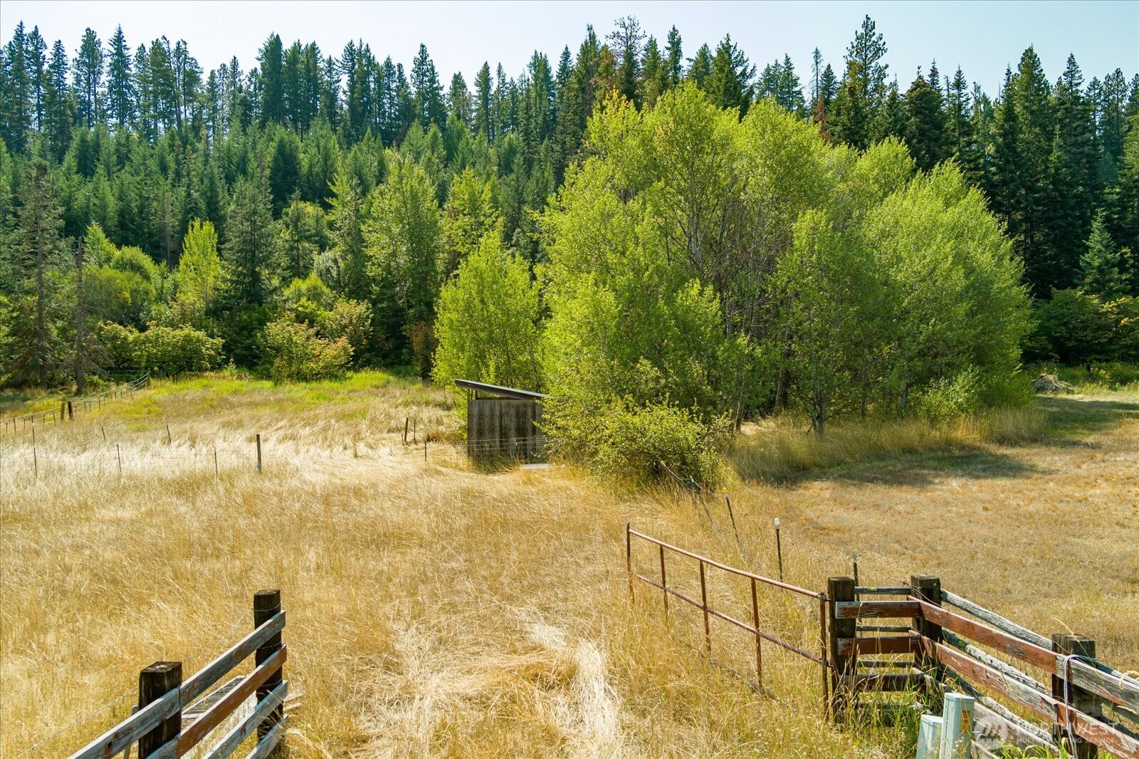 a view of a lake with a yard