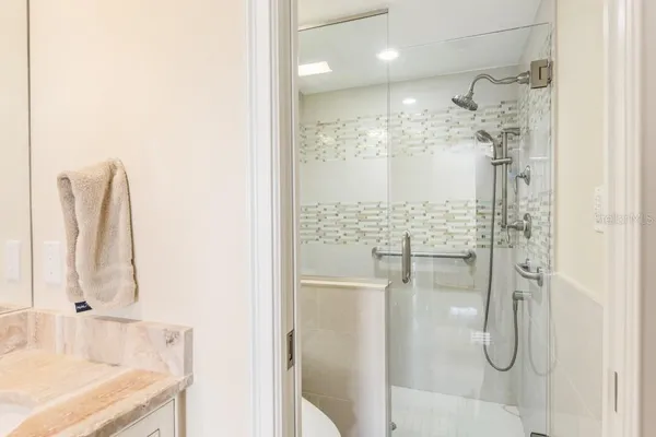 a bathroom with a shower