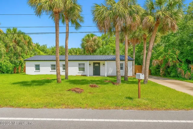 a view of a house with a backyard