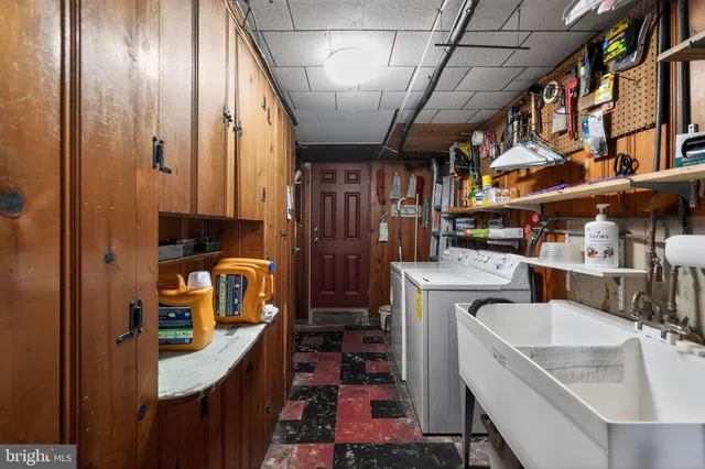 a storage room with washer and dryer