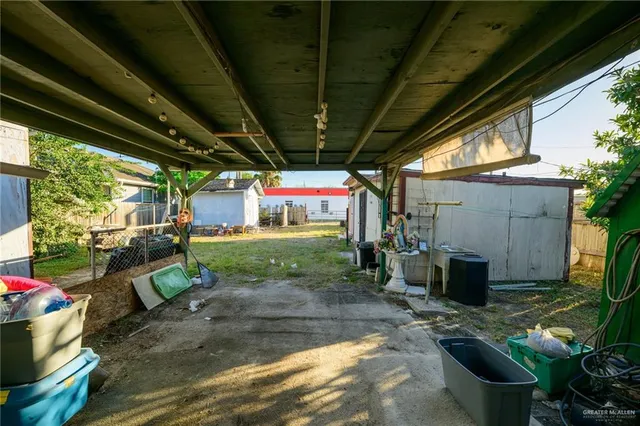 a view of a porch with furniture