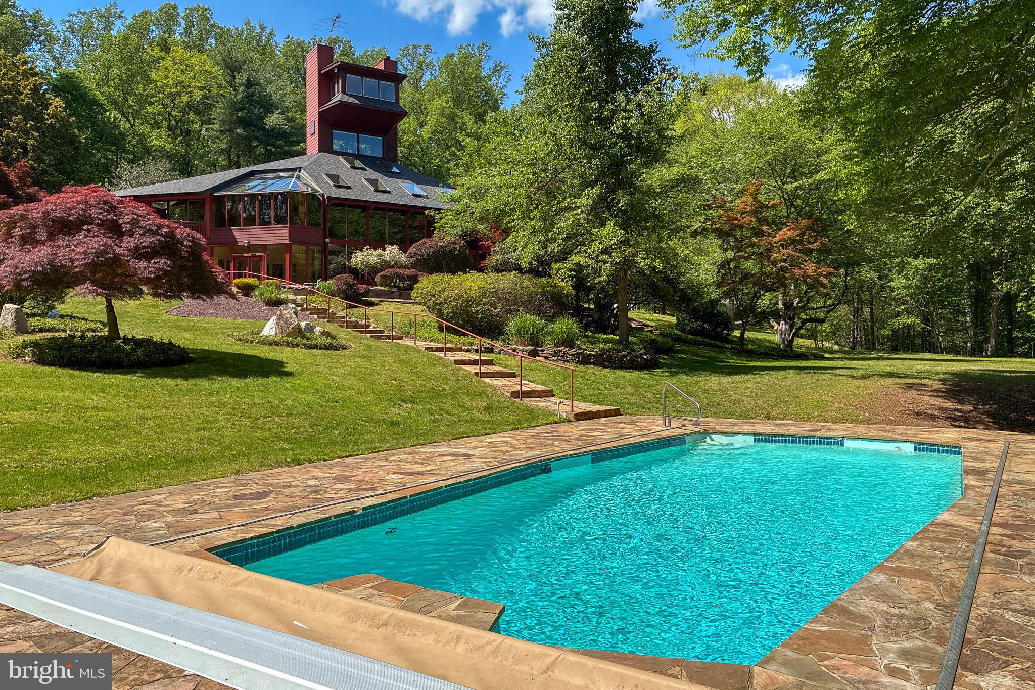 7211 Brickyard Road Potomac, MD 20854 - Photo 41 of 46 a view of swimming pool with lawn chairs and plants