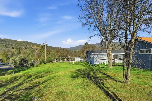 a view of a garden with a building in the background