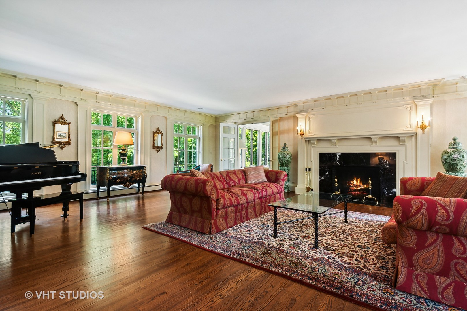 5 West County Line Road Barrington Hills, IL 60010 - Photo 10 of 77 a living room with furniture a window and a fireplace