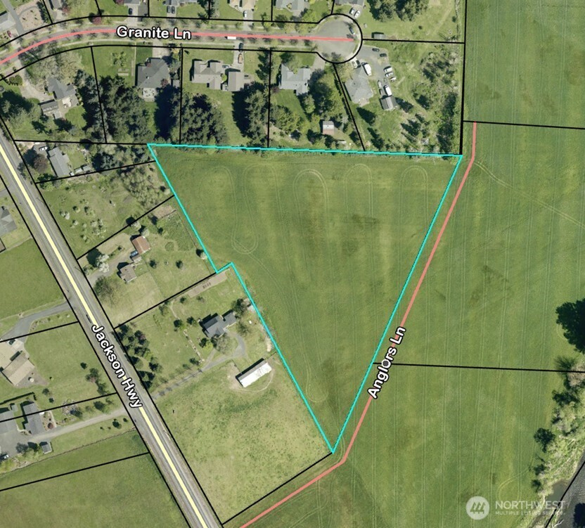 an aerial view of a pool