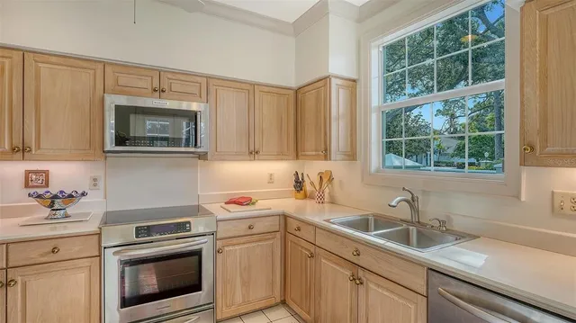 a view of a room with wooden walls