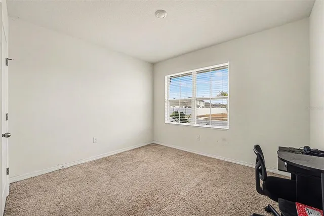 a room with a workspace