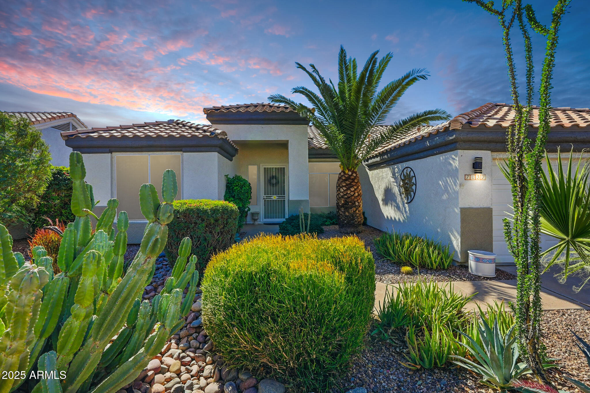 7137 East Laguna Azul Avenue Mesa, AZ 85209 - Photo 4 of 58 a front view of house and yard with green space