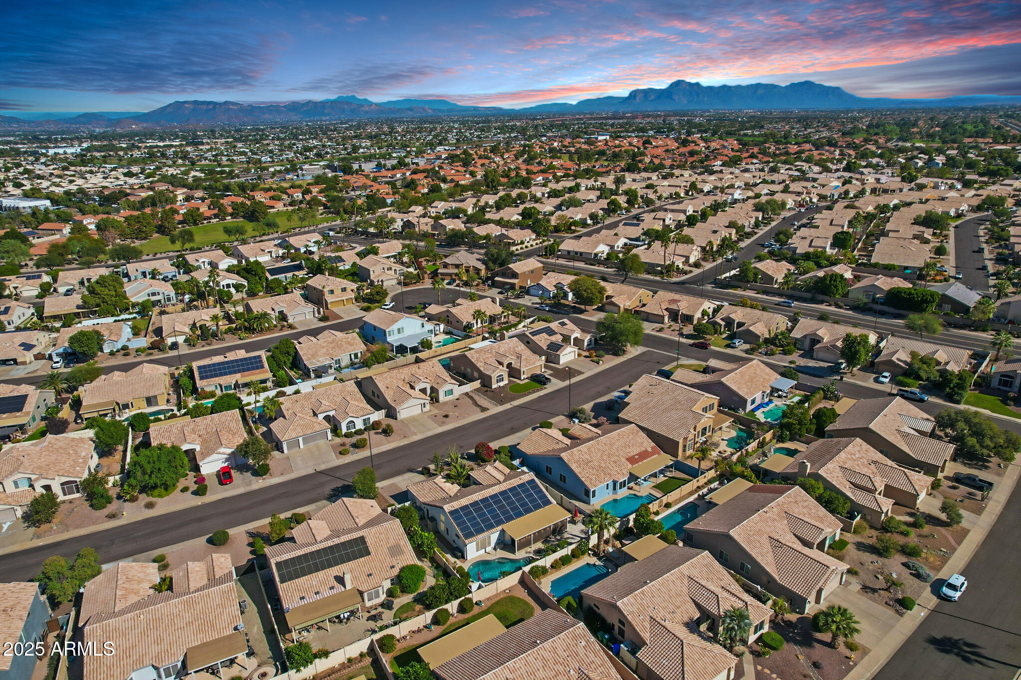 7137 East Laguna Azul Avenue Mesa, AZ 85209 - Photo 56 of 58 an aerial view of residential houses with outdoor space