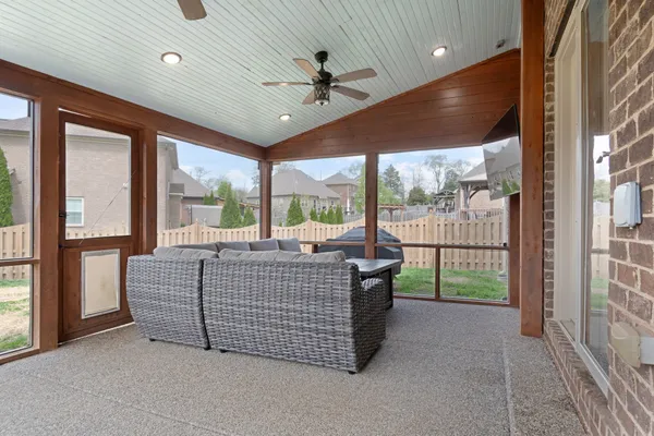 a living room with furniture