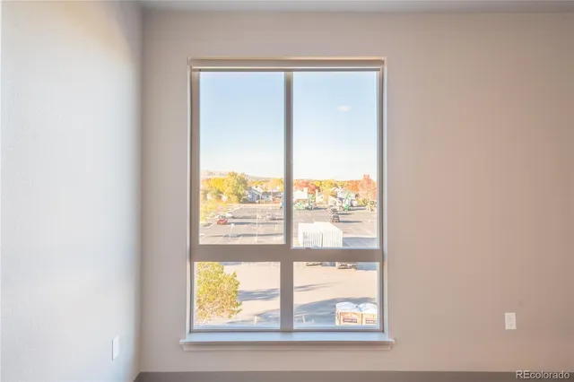 a view of a small space with a window